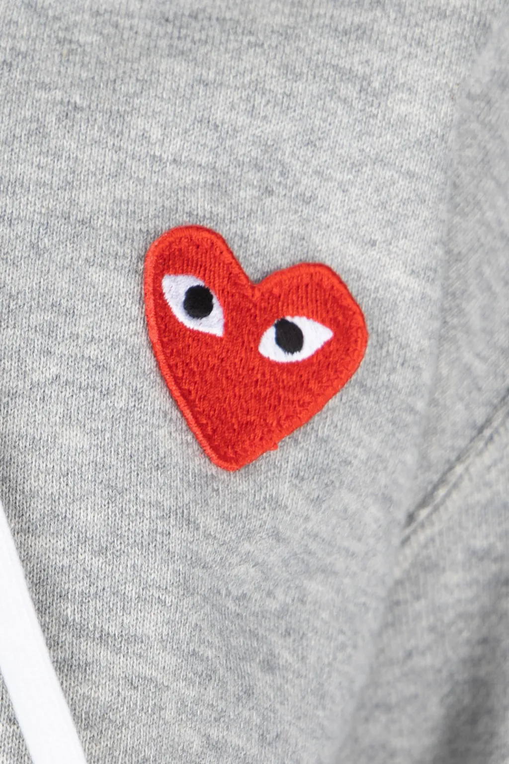 Best Comme Des Garcons Play Unisex Red Heart Full Zip Hoodie - Grey