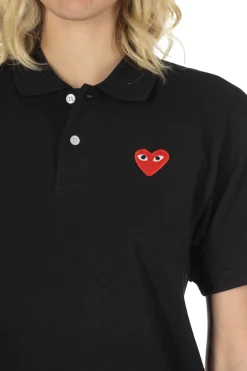 New Comme Des Garcons Play Unisex Red Heart Polo - Black