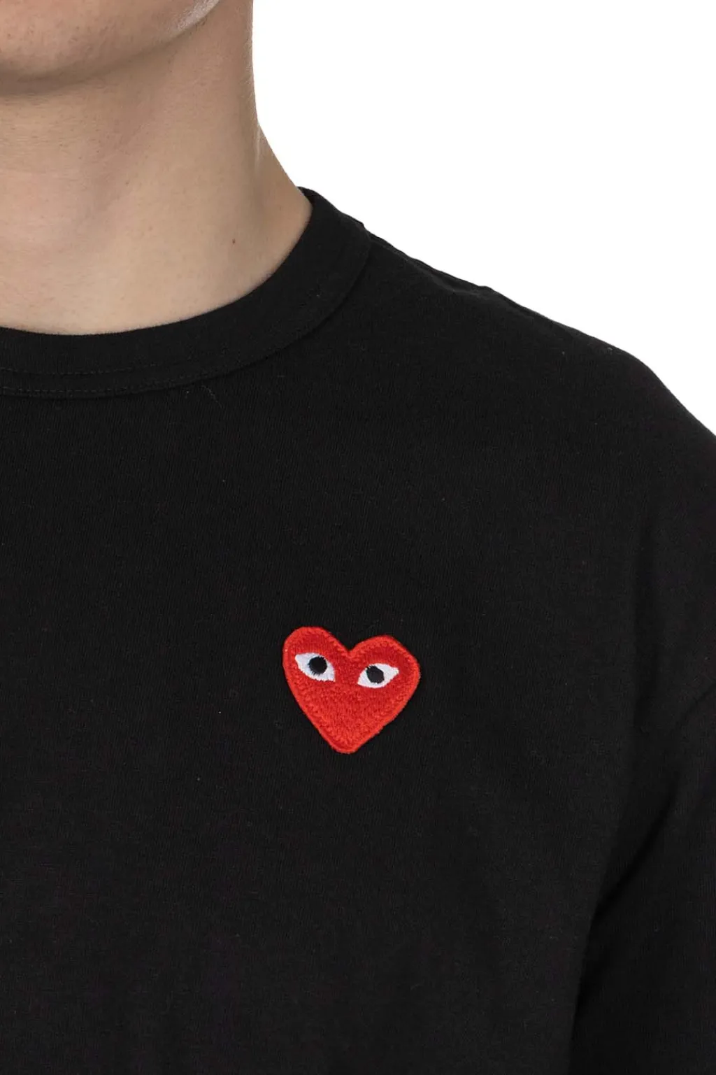 Sale Comme Des Garcons Play Unisex Red Heart T-Shirt - Black