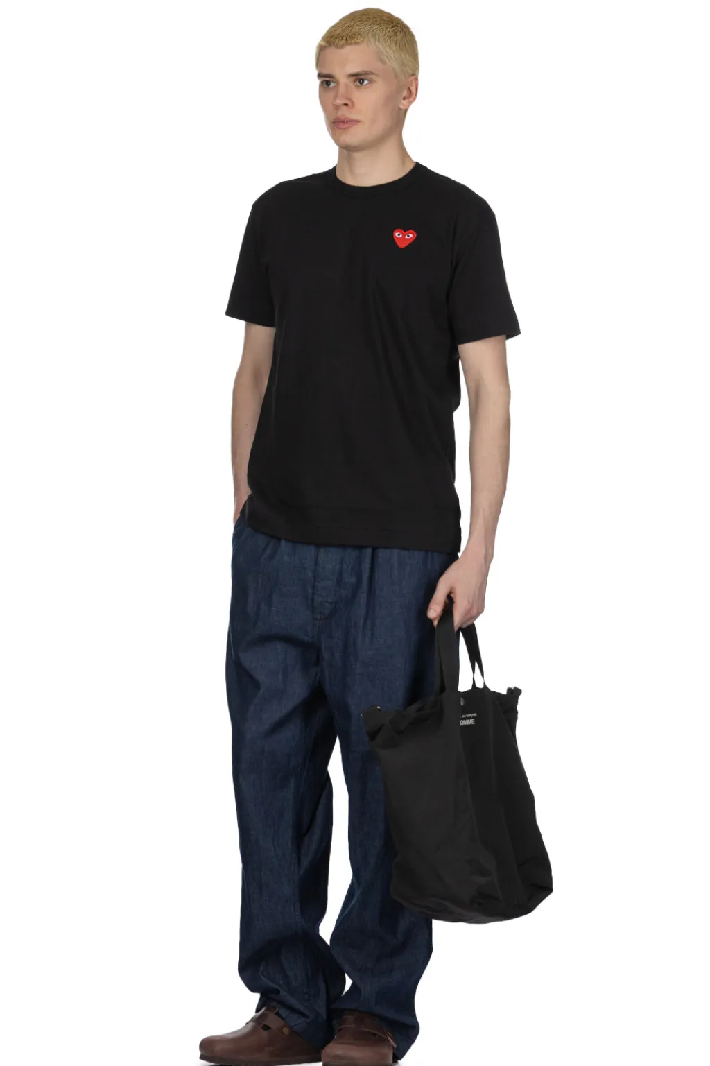 Sale Comme Des Garcons Play Unisex Red Heart T-Shirt - Black