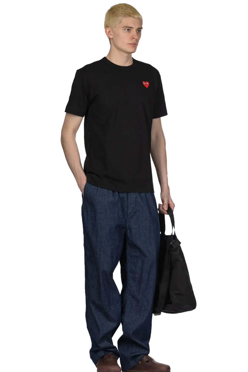 Sale Comme Des Garcons Play Unisex Red Heart T-Shirt - Black