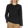Best Comme Des Garcons Play Unisex Small Red Heart LS T-Shirt - Black