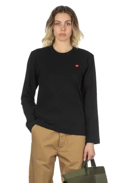 Best Comme Des Garcons Play Unisex Small Red Heart LS T-Shirt - Black