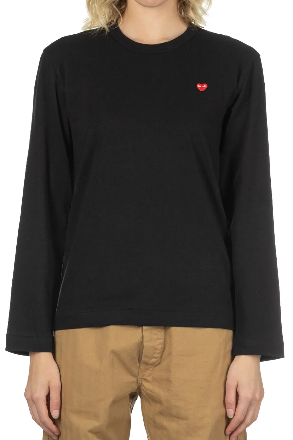 Best Comme Des Garcons Play Unisex Small Red Heart LS T-Shirt - Black