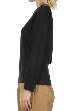 Best Comme Des Garcons Play Unisex Small Red Heart LS T-Shirt - Black