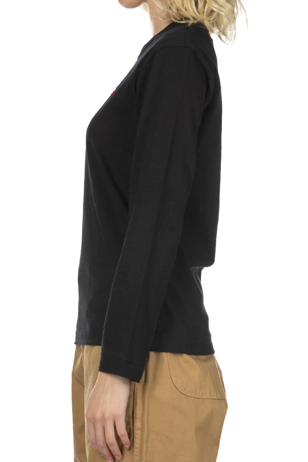 Best Comme Des Garcons Play Unisex Small Red Heart LS T-Shirt - Black