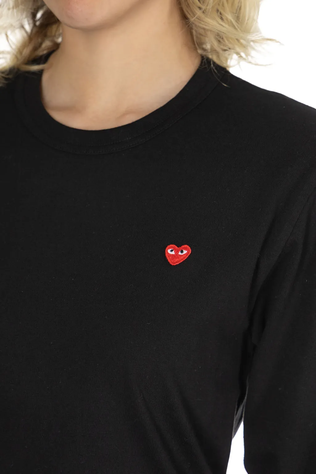 Best Comme Des Garcons Play Unisex Small Red Heart LS T-Shirt - Black