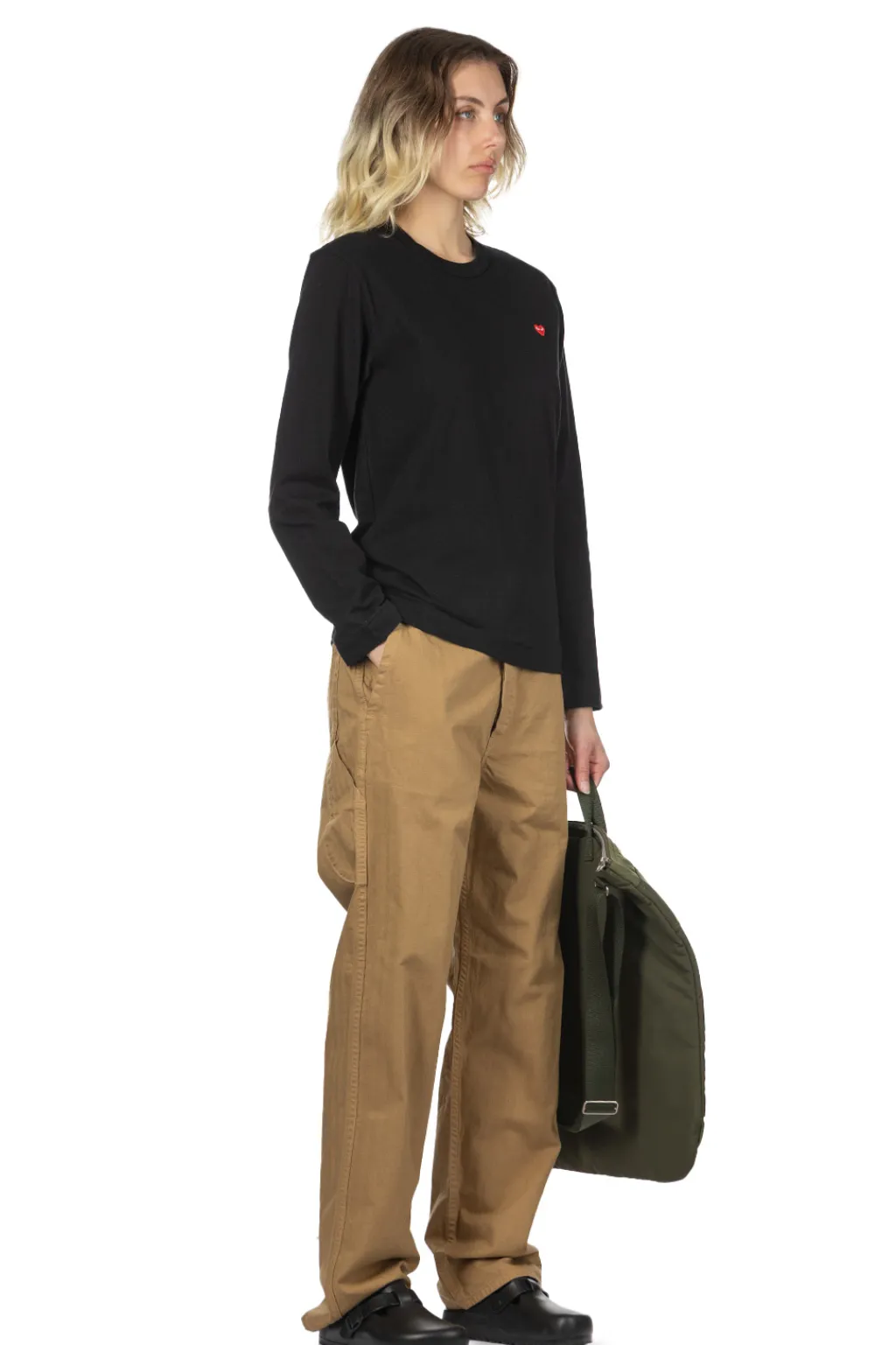 Best Comme Des Garcons Play Unisex Small Red Heart LS T-Shirt - Black