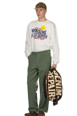 Sale OrSlow US Army Fatigue Pants Used Wash - Green