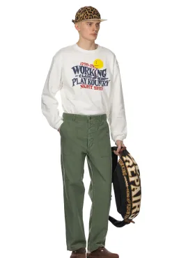 Sale OrSlow US Army Fatigue Pants Used Wash - Green