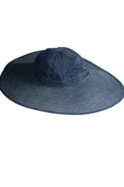 Hot OrSlow US Navy Wide Brim Hat - Denim One Wash