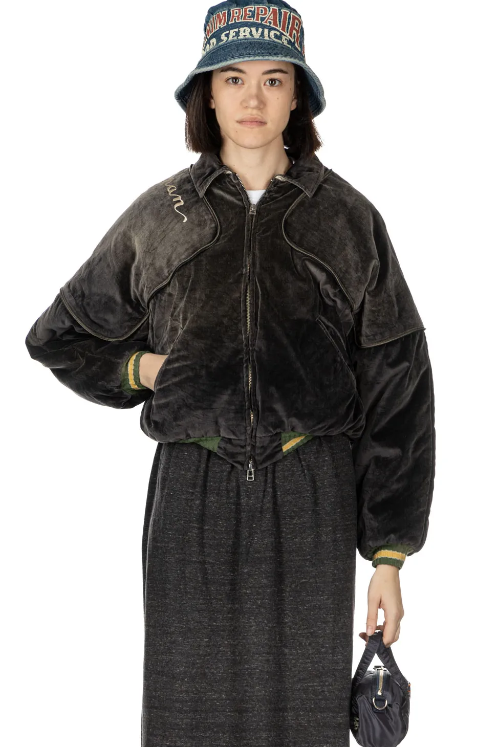 Online Kapital Velveteen SHAM BOMBER Drizzler JKT - Black