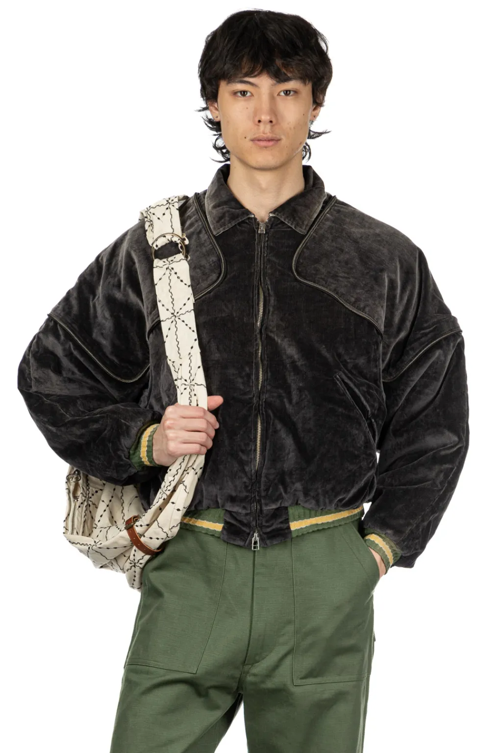 Online Kapital Velveteen SHAM BOMBER Drizzler JKT - Black