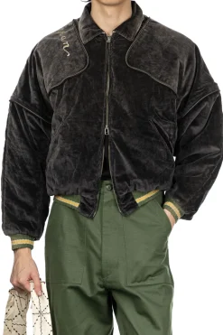 Online Kapital Velveteen SHAM BOMBER Drizzler JKT - Black