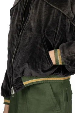 Online Kapital Velveteen SHAM BOMBER Drizzler JKT - Black