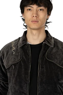 Online Kapital Velveteen SHAM BOMBER Drizzler JKT - Black