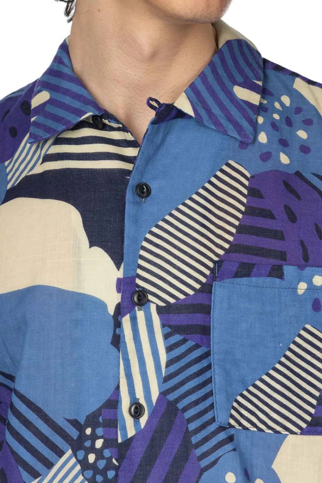 Clearance Tigre Brocante W Gauze Flower Shirt - Blue