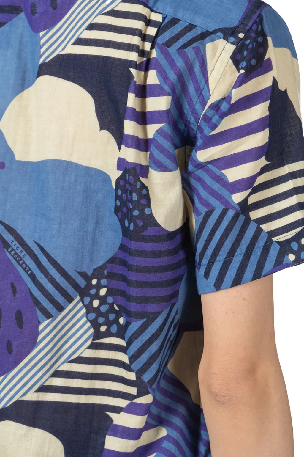 Clearance Tigre Brocante W Gauze Flower Shirt - Blue