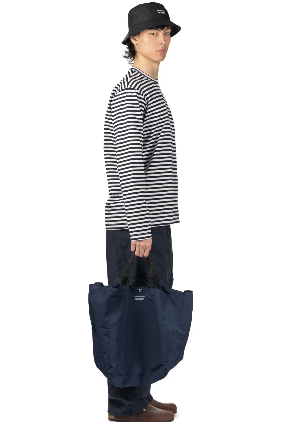 New Comme Des Garcons Homme 2-Way Logo Tote Bag - Navy