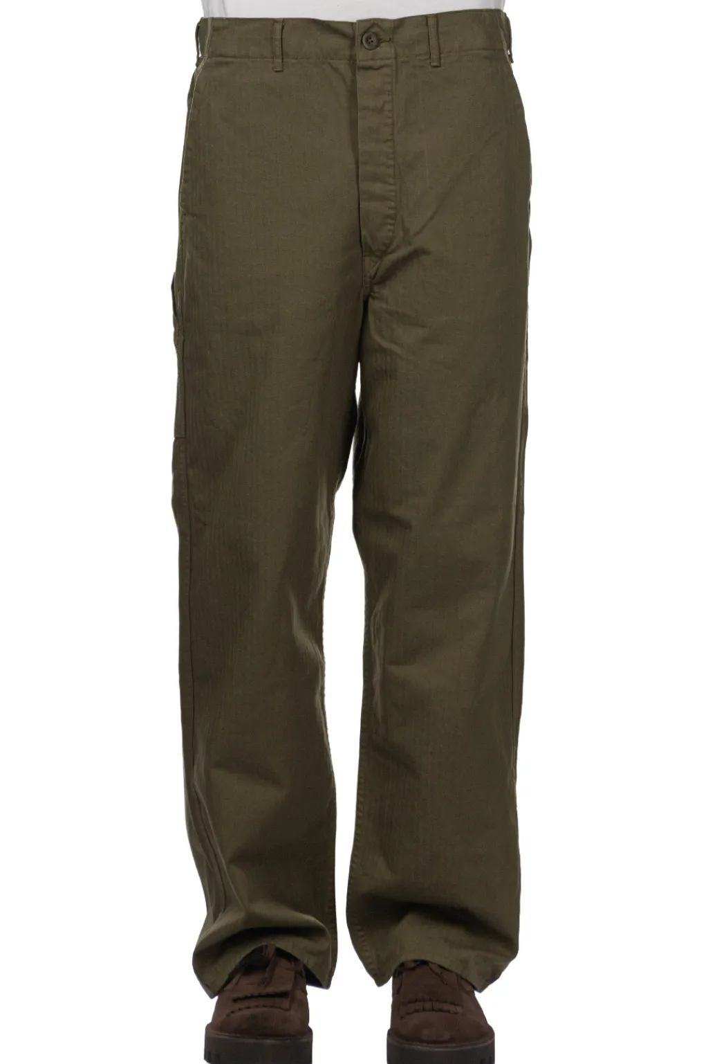 Best OrSlow Wide Fit French Work Pants - Army Green