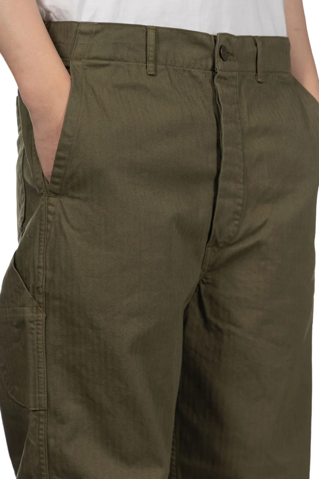 Best OrSlow Wide Fit French Work Pants - Army Green