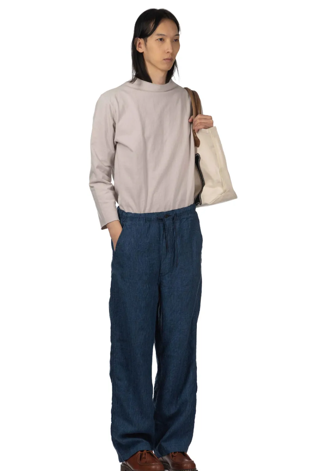 Sale OrSlow Wide Fit New Yorker - Indigo Check