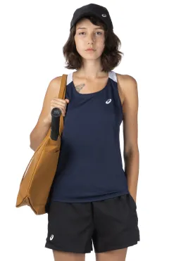 Hot Asics Women Court Tank - Midnight x Brilliant White
