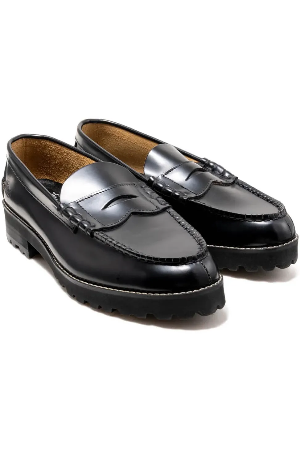 Clearance Kenford Fine Shoes Women's Tank Sole Loafers - Black