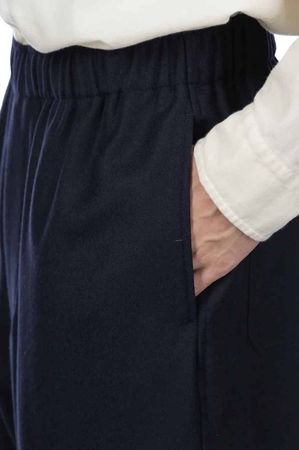 Fashion YLEVE Wool Flannel Trousers - Navy