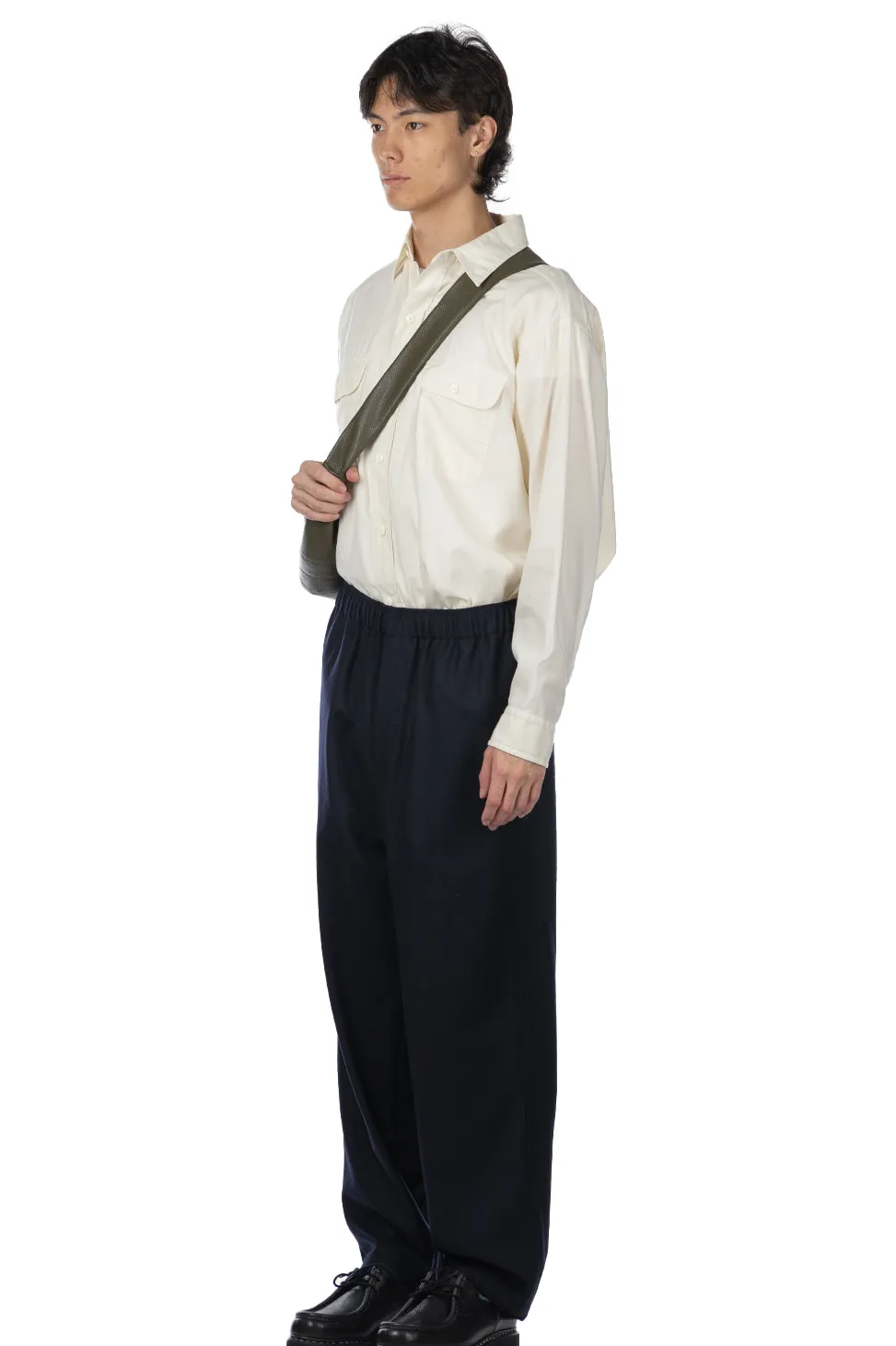 Fashion YLEVE Wool Flannel Trousers - Navy