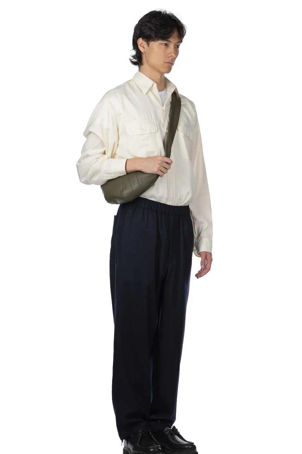 Fashion YLEVE Wool Flannel Trousers - Navy