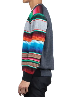 New Junya Watanabe MAN Wool Jersey Stripe Sweater - Multi x Charcoal Gray