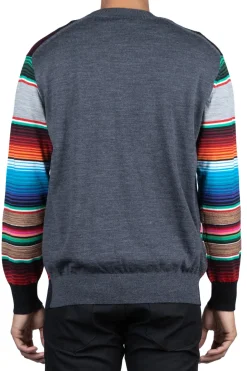 New Junya Watanabe MAN Wool Jersey Stripe Sweater - Multi x Charcoal Gray