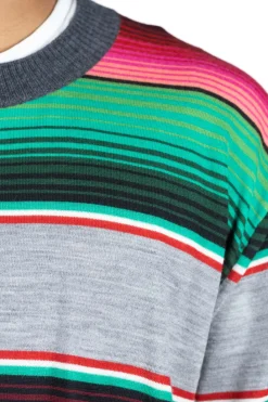 New Junya Watanabe MAN Wool Jersey Stripe Sweater - Multi x Charcoal Gray