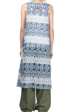 Sale Engineered Garments Wrap Vest Dress - Blue x Grey Poly Crochet