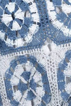Sale Engineered Garments Wrap Vest Dress - Blue x Grey Poly Crochet
