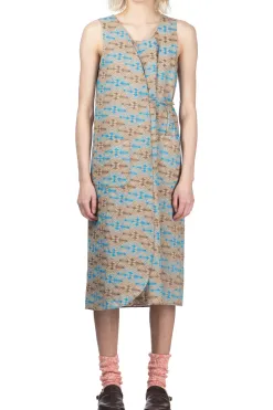 Outlet Engineered Garments Wrap Vest Dress - Khaki CP Embroidery