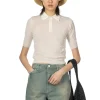 Sale AURALEE Wrinkled Wool Polyster High Gauge Knit Polo - Ivory White