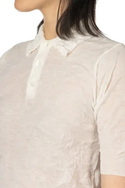 Sale AURALEE Wrinkled Wool Polyster High Gauge Knit Polo - Ivory White
