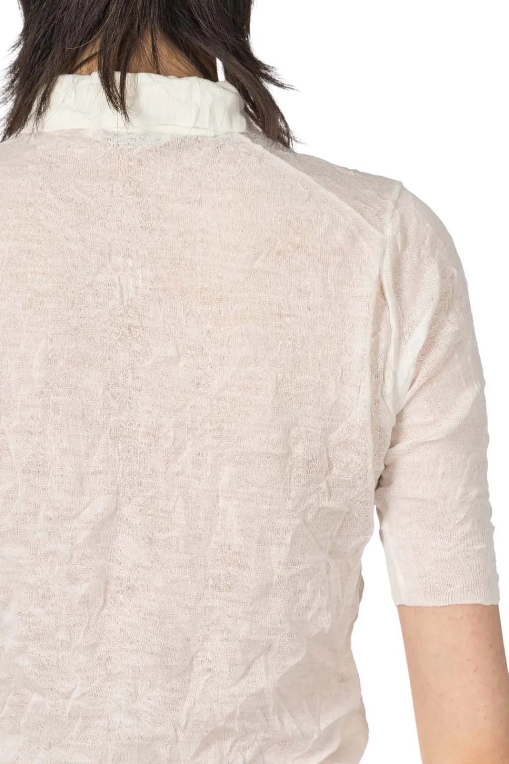 Sale AURALEE Wrinkled Wool Polyster High Gauge Knit Polo - Ivory White