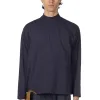 Outlet YLEVE Y : Cotton Jersey Mock Neck LS Tee - Navy