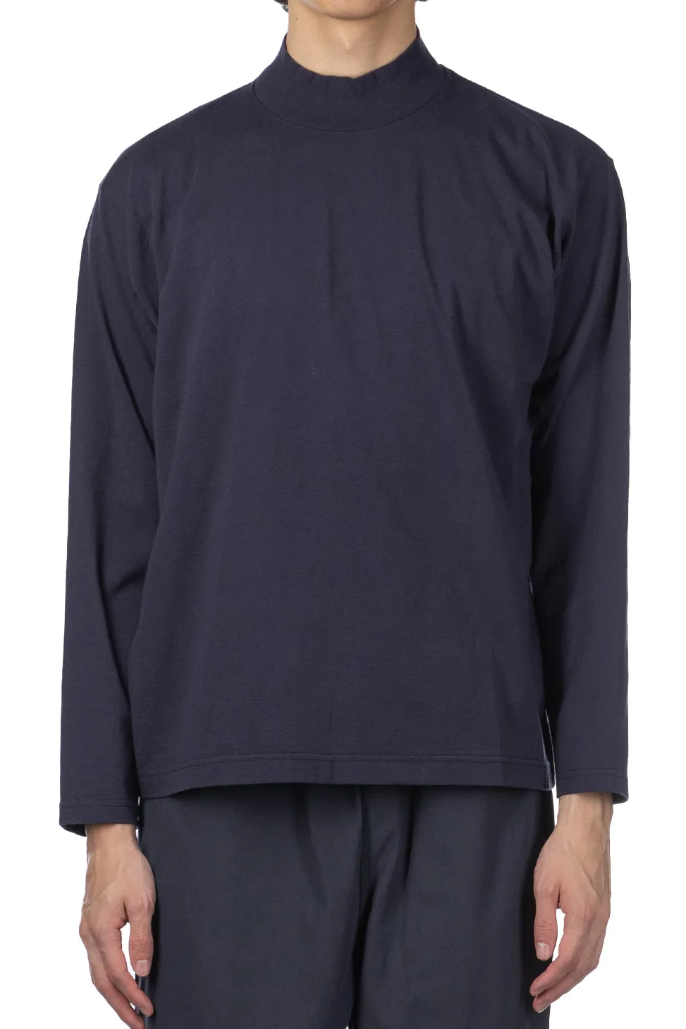 Outlet YLEVE Y : Cotton Jersey Mock Neck LS Tee - Navy