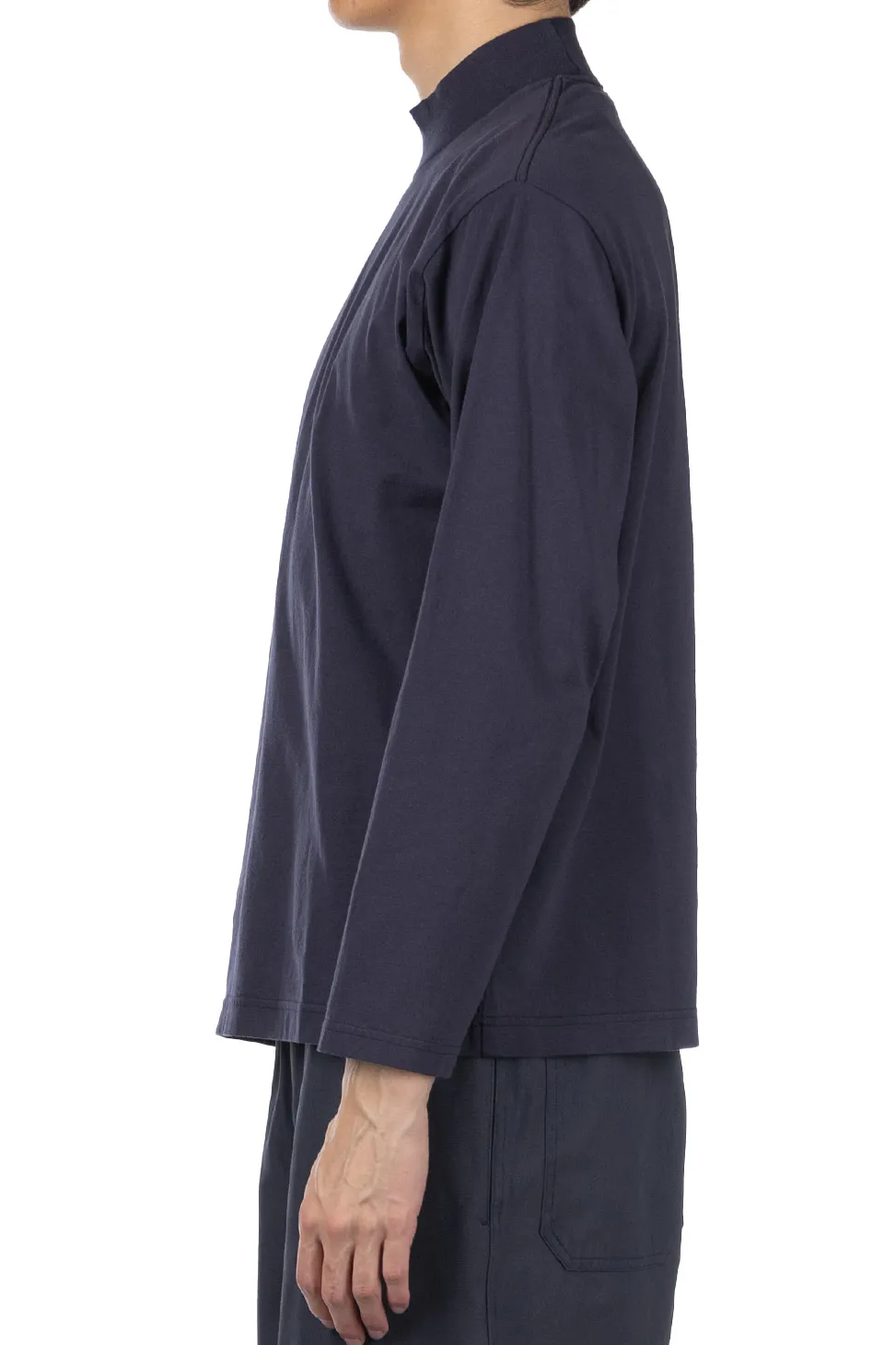 Outlet YLEVE Y : Cotton Jersey Mock Neck LS Tee - Navy