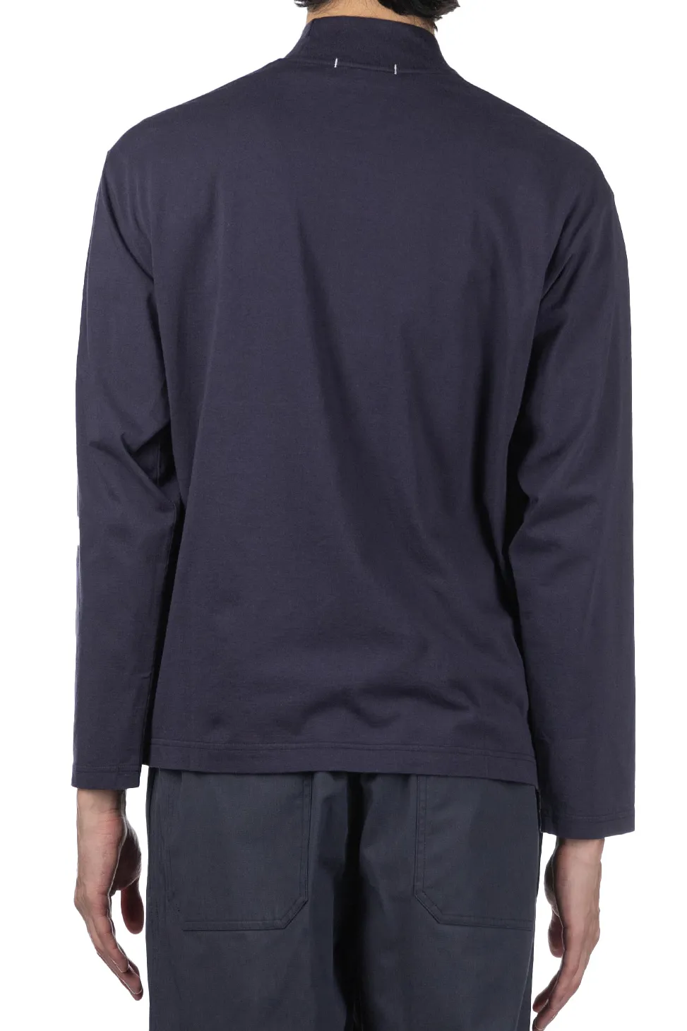 Outlet YLEVE Y : Cotton Jersey Mock Neck LS Tee - Navy