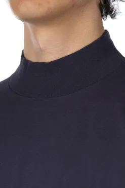 Outlet YLEVE Y : Cotton Jersey Mock Neck LS Tee - Navy