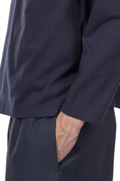 Outlet YLEVE Y : Cotton Jersey Mock Neck LS Tee - Navy