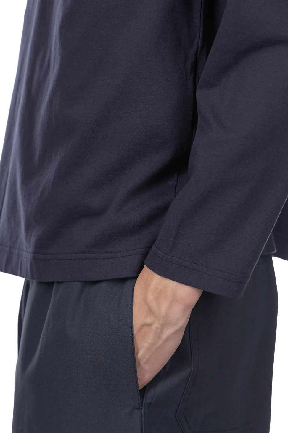 Outlet YLEVE Y : Cotton Jersey Mock Neck LS Tee - Navy