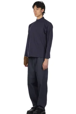 Outlet YLEVE Y : Cotton Jersey Mock Neck LS Tee - Navy