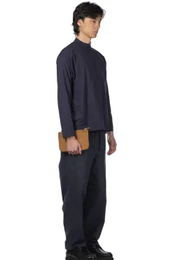 Outlet YLEVE Y : Cotton Jersey Mock Neck LS Tee - Navy
