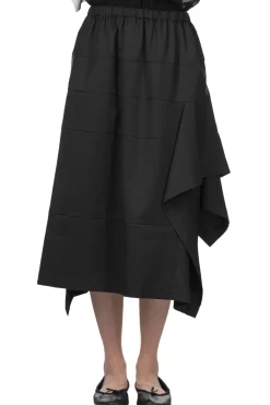 Fashion Comme Des Garcons TAO Yarn-Dyed Wool Polyester Gabardine Skirt - Black